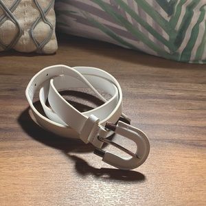White Faux Leather Belt